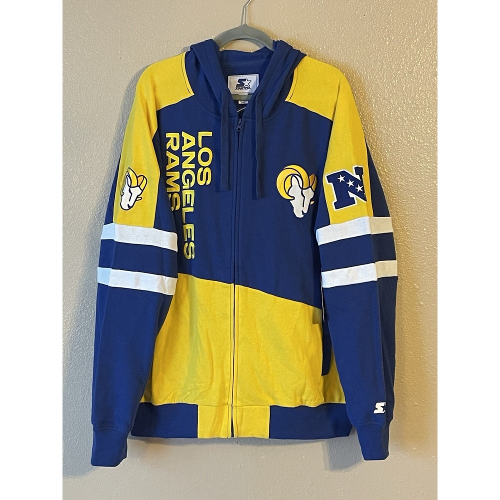 Men's 2XL NWT‎ Los Angeles Rams Starter Extreme Royal Full-Zip Hoodie